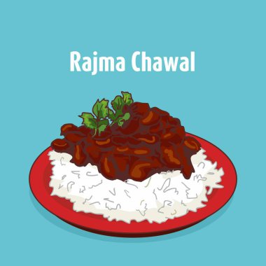 Rajma veya razma chawal Kuzey Hint yemekleri vektör çizim