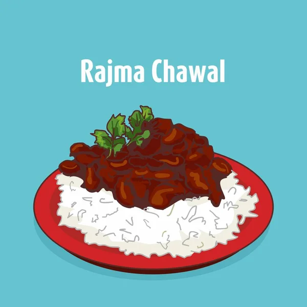 Rajma Lub Razma Chawal North Indian Wektor Ilustracja Jedzenie — Wektor stockowy