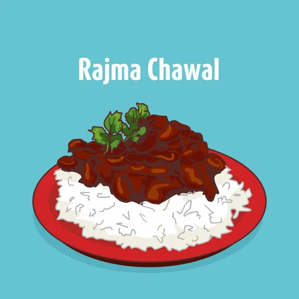 Rajma Razma Chawal Norte India Vector Alimentos Ilustración — Archivo Imágenes Vectoriales