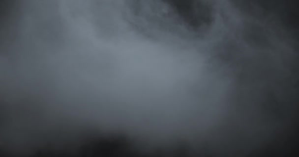 大気中の煙の ヘイズの背景 抽象的な煙雲 黒い背景にスローモーションでの喫煙します 白い煙が黒の背景に空間をゆっくりと浮かんでいます ミスト効果 フォグ効果 — ストック動画