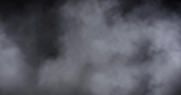 大気中の煙の ヘイズの背景 抽象的な煙雲 黒い背景にスローモーションでの喫煙します 白い煙が黒の背景に空間をゆっくりと浮かんでいます ミスト効果 フォグ効果は Vfx の要素 — ストック動画