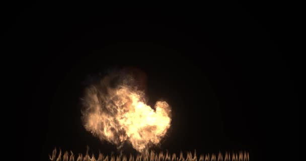 Slow Motion Esplosione Palla Fuoco Lanciafiamme Sfondo Nero Brucia Gas — Video Stock