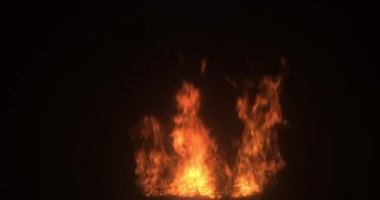 Gerçek yangın alev vfx öğesi. Kamp ateşi. Siyah arka plan üzerine izole bir yangında yanan.