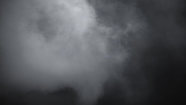 大気中の煙 ヘイズの背景 抽象的な煙雲 黒い背景にスローモーションでの喫煙します 白い煙が黒の背景に空間をゆっくりと浮かんでいます ミスト効果 フォグ効果 — ストック動画