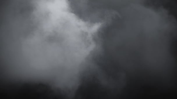 大気中の煙 ヘイズの背景 抽象的な煙雲 黒い背景にスローモーションでの喫煙します 白い煙が黒の背景に空間をゆっくりと浮かんでいます ミスト効果 フォグ効果 — ストック動画