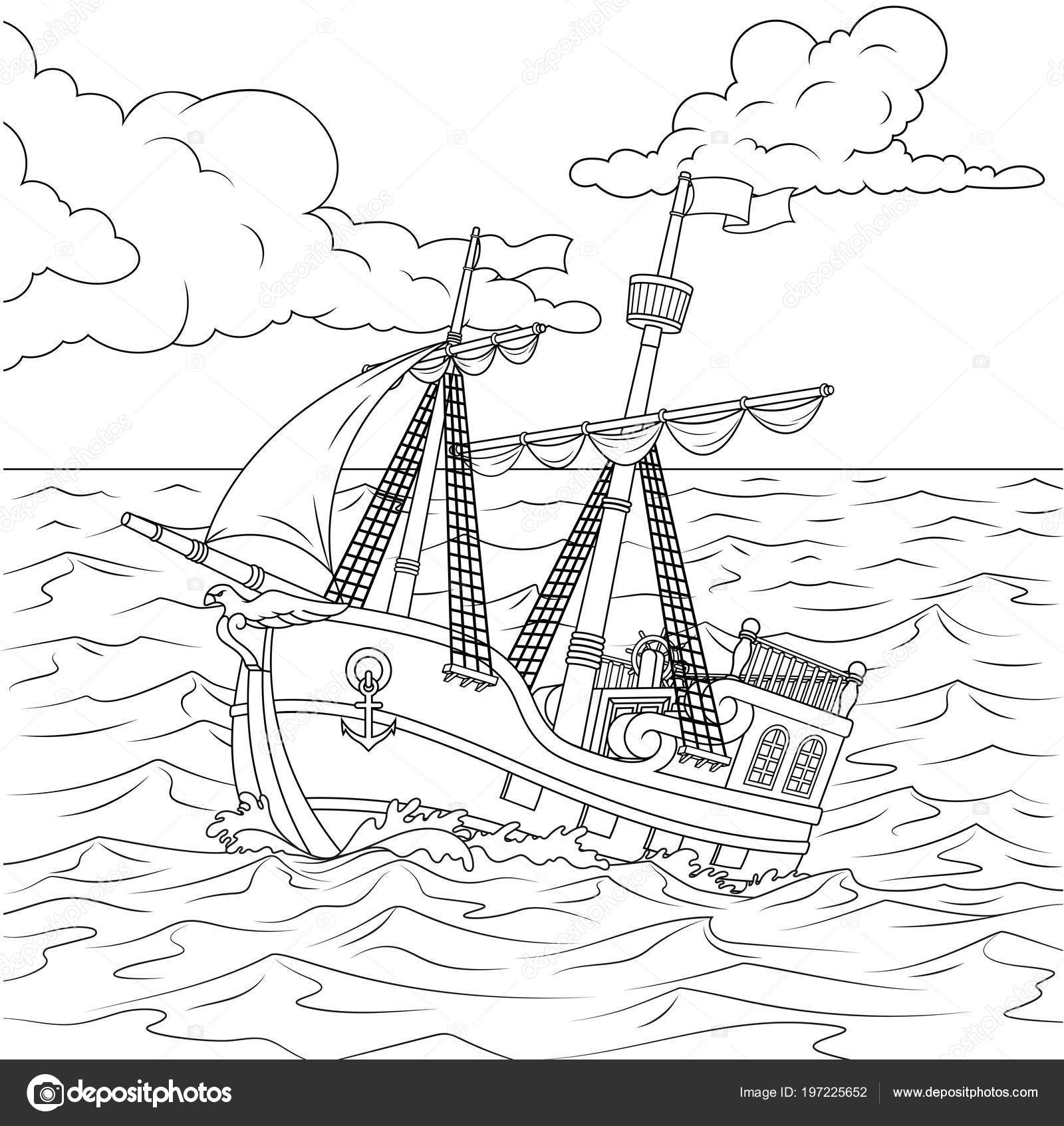 Kinderen Zeilschip Stockvector Andreymakurin 197225652