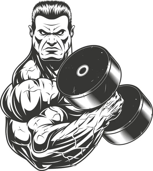 Bodybuilder met dumbbell — Stockvector