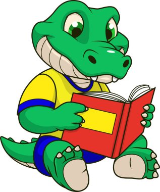 Komik timsah bir kitap okur