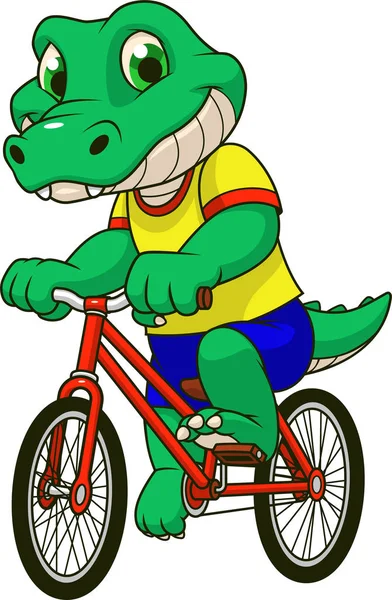 Crocodile rides a bicycle — Stock Vector