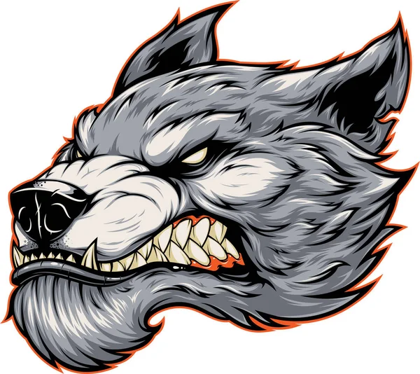 Kopf eines grimmigen Werwolfs — Stockvektor