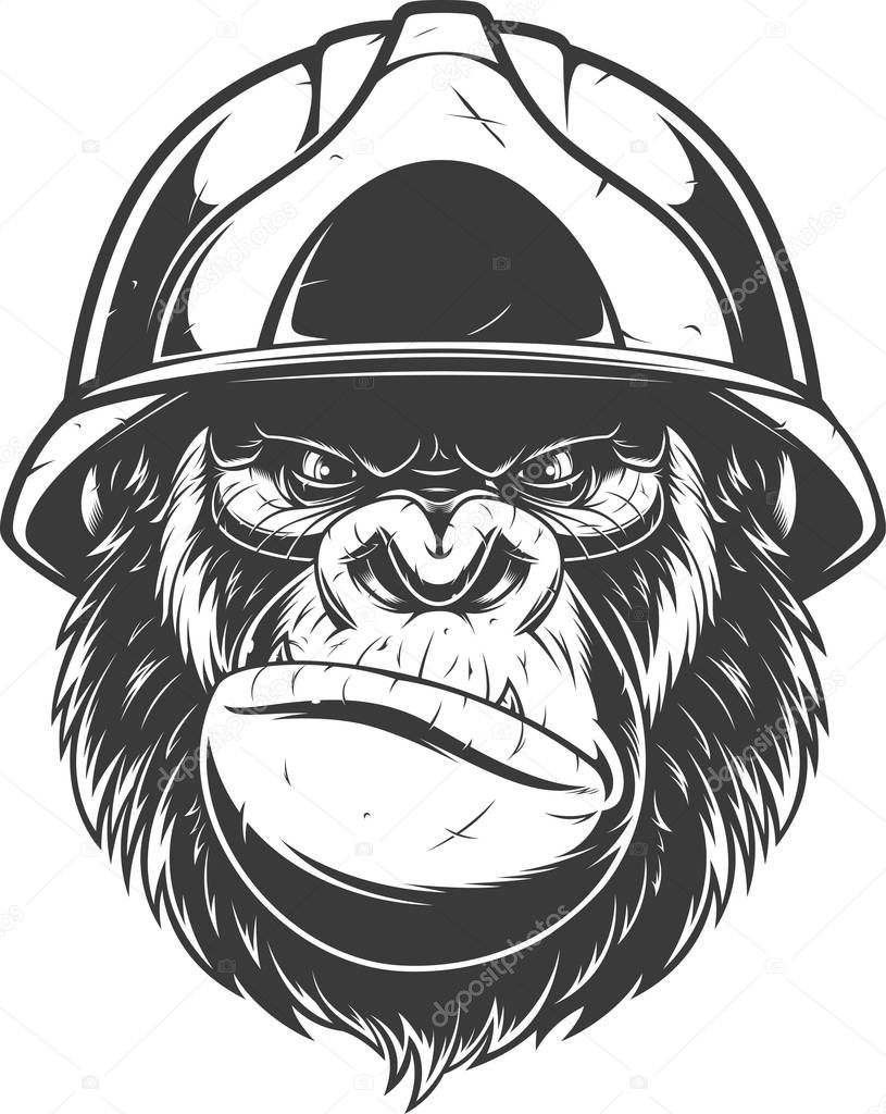 Gorilla in the building helmet