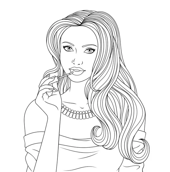Beautiful girl coloring pages Royalty Free Vector Image