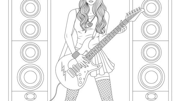 Belle fille guitariste — Image vectorielle
