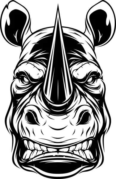 Tête de rhinocéros féroce — Image vectorielle