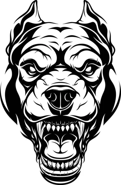 猛烈ピットブル犬ヘッド — ストックベクタ