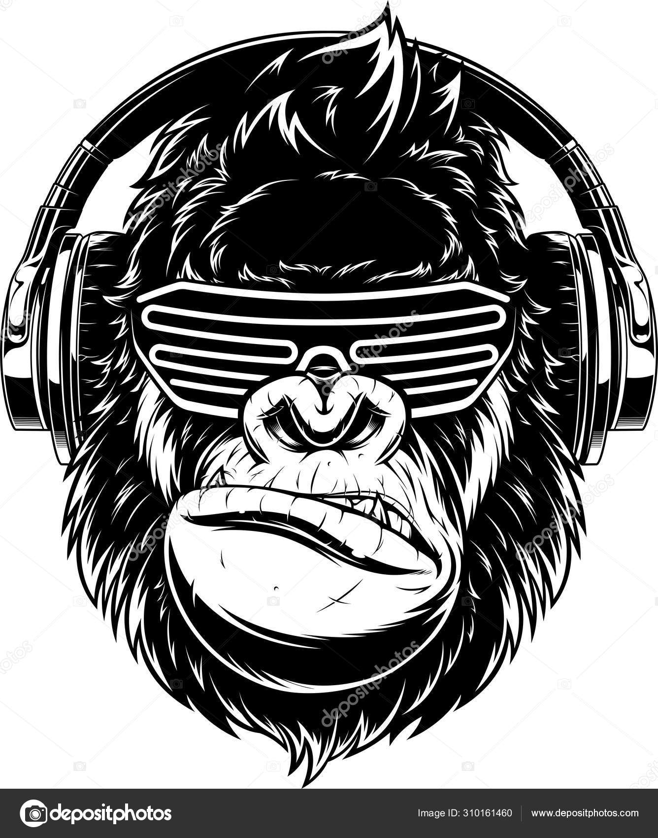 Vettoriale stockGorilla feroce in cuffia di ©Andrey_Makurin #310161460, image size:1336x1700