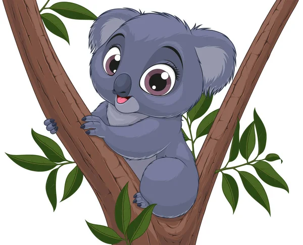 Vector illustration, funny little koala bear baby smiling — Stock Vector