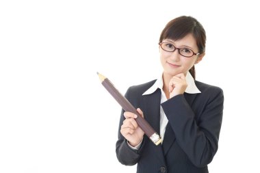 Beyaz arka plan üzerinde izole gülümseyen öğretmen