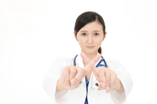 Mujer Doctora Intención Prohibición Exhibición — Foto de Stock