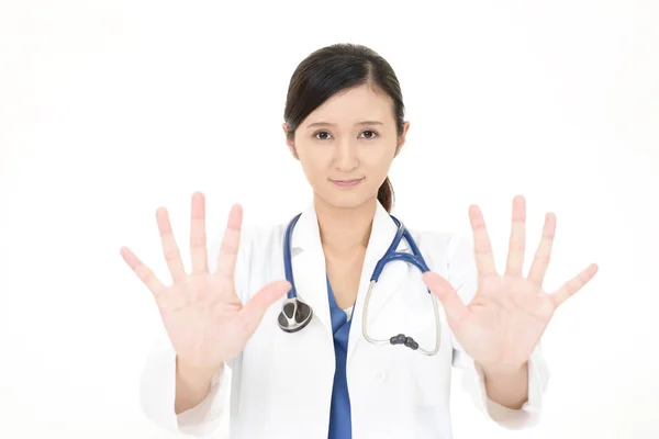 Dur Işareti Yapma Asya Tıp Doktoru — Stok fotoğraf