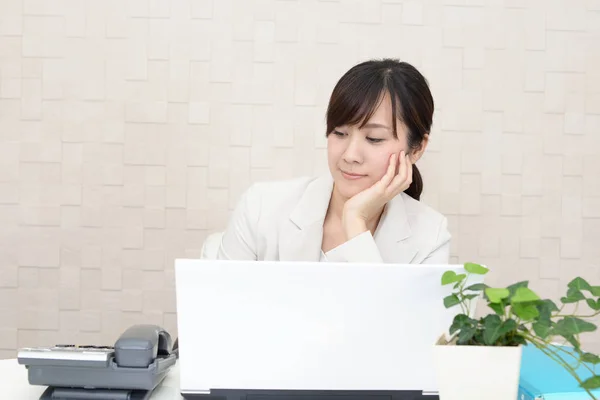 Asian Business Woman Feeling Tired Stressed — Stock Photo, Image