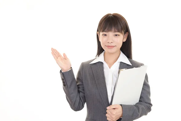 Portrait Woman Doing Presentation — Stock Photo, Image