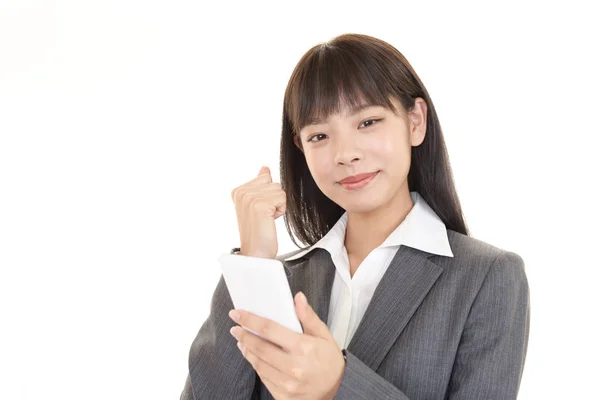 Asiatique Femme Affaires Avec Téléphone Intelligent — Photo