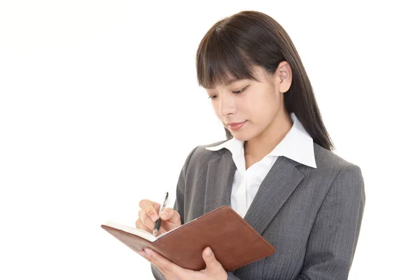 Business Woman Who Checks Schedule — Stock Photo, Image