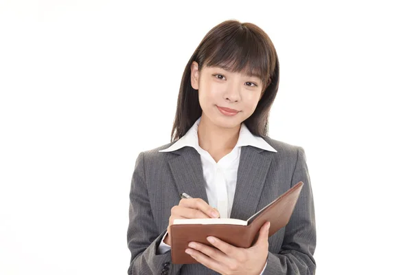 Business Woman Who Checks Schedule — Stock Photo, Image