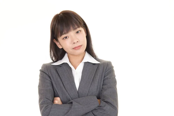 Uneasy Asiatico Business Donna — Foto Stock