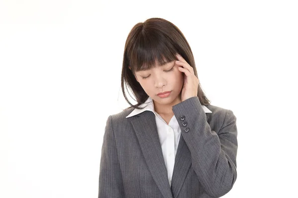 Business Woman Having Headache — Stock Photo, Image