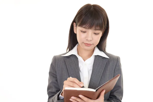 Business Woman Who Checks Schedule — Stock Photo, Image