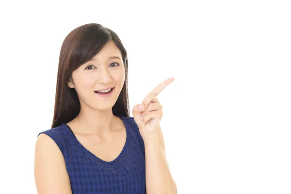 Woman Pointing Her Finger — Stock Photo, Image