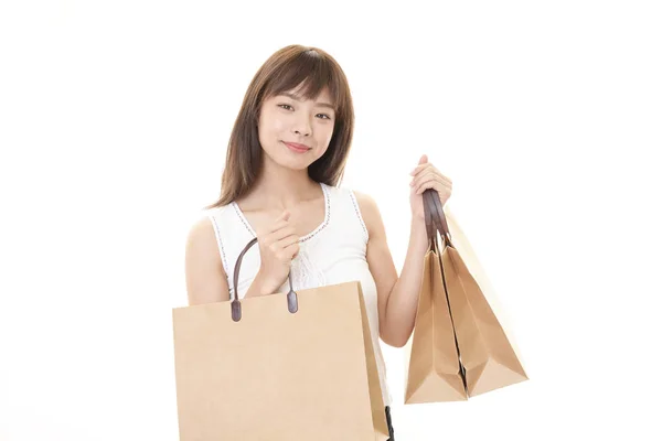 Mujer Con Bolsas Compras — Foto de Stock