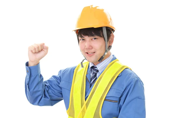 Trabalhador Asiático Desfrutando Sucesso — Fotografia de Stock