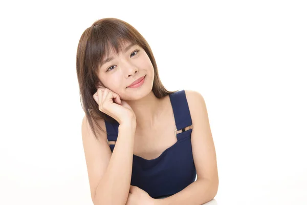 Asiatische Junge Frau Lächelt Glücklich — Stockfoto