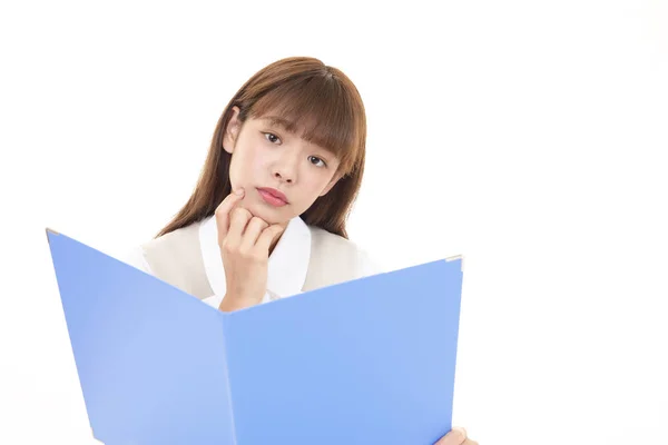 Portrait Business Woman Looking Uneasy — Stock Photo, Image