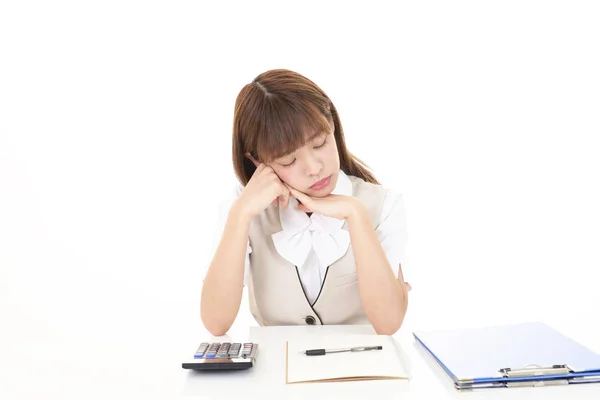 Asiática Mujer Negocios Siente Cansado Estresado — Foto de Stock