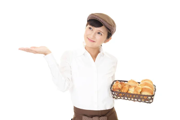 Boulangerie Féminine Travaillant Dans Une Boulangerie — Photo