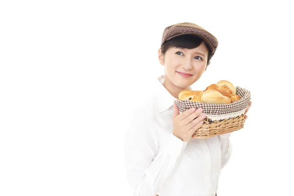 Panadero Femenino Trabajando Una Panadería — Foto de Stock