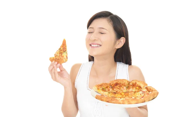 Frau Die Eine Mahlzeit Genießt — Stockfoto