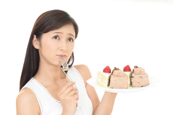 Aziatische Jonge Vrouw Een Dieet — Stockfoto