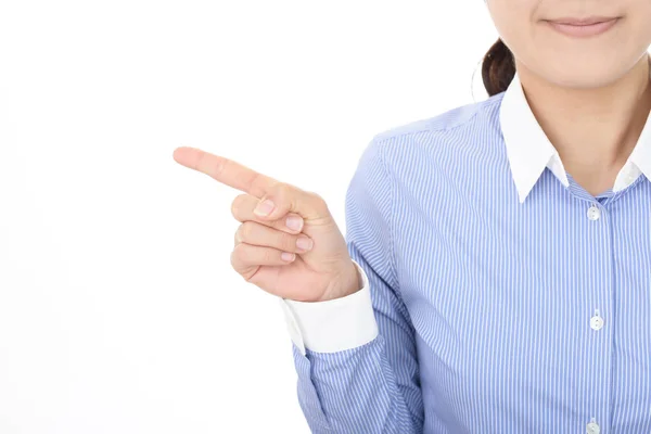 Woman Pointing Her Finger — Stock Photo, Image