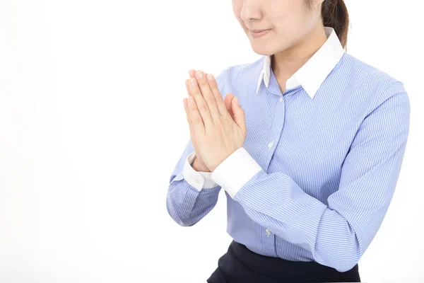 Portrait Young Woman Praying — Stock Photo, Image