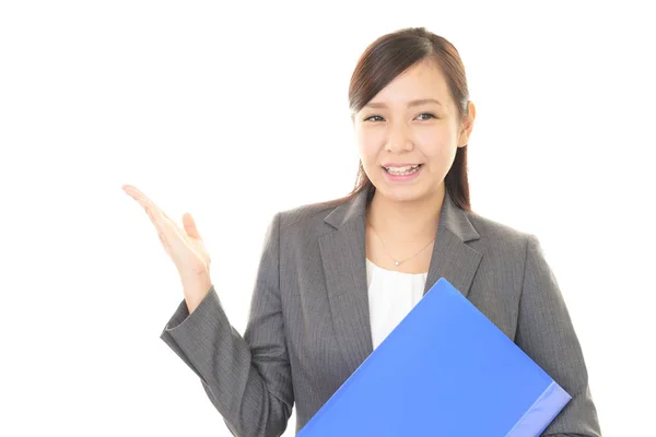 Business Woman Shows Way — Stock Photo, Image