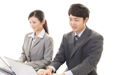 Asya iş adamları onların ofis portre