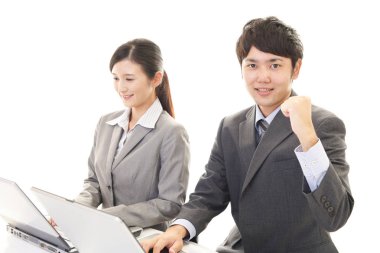 Asya iş adamları onların ofis portre