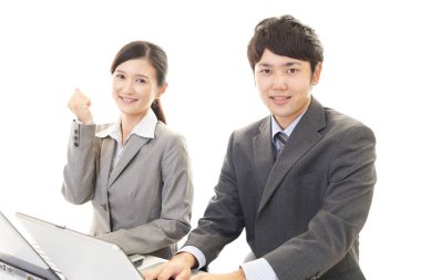 Asya iş adamları onların ofis portre