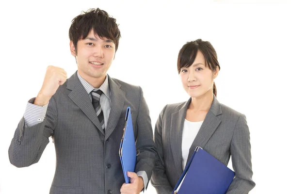 Smiling Businessman Businesswoman — Stock Photo, Image