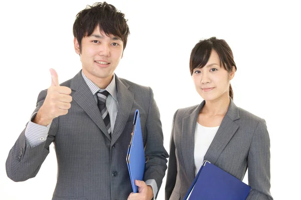 Smiling Businessman Businesswoman — Stock Photo, Image